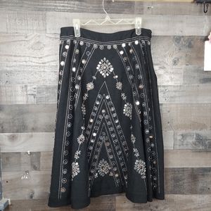 Carole Little A-Line Black Embrorary Sequins Skirt